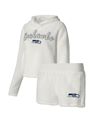 CONCEPTS SPORT WOMEN'S CONCEPTS SPORT WHITE SEATTLE SEAHAWKS FLUFFY PULLOVER SWEATSHIRT AND SHORTS SLEEP SET