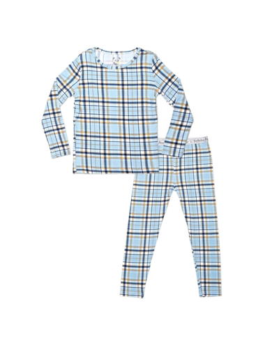 Bellabu Bear Unisex Kidsâ Holiday Plaid Blue Set Of 2 Piece Pajamas