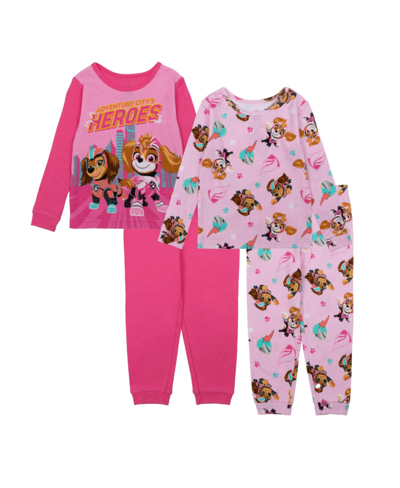 Paw Patrol Kids' Toddler Girls Top And Pajama, 4 Piece Set In Assorted