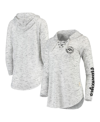 PRESSBOX WOMEN'S PRESSBOX GRAY IOWA HAWKEYES SPACE DYE LACE-UP V-NECK LONG SLEEVE T-SHIRT