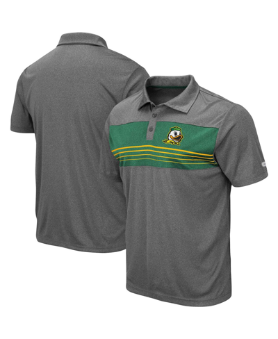 Colosseum Men's  Heathered Charcoal Oregon Ducks Wordmark Smithers Polo Shirt