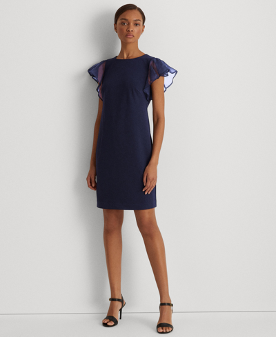 Lauren Ralph Lauren Women's Crepe Flutter-sleeve Dress In Lighthouse Navy