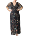 Kiyonna Women's Plus Size Embroidered Elegance Evening Gown In Onyx