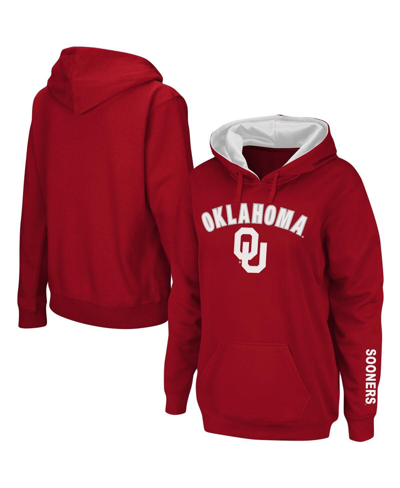 Colosseum Women's Crimson Oklahoma Sooners Arch And Logo 1 Pullover Hoodie