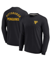 Fanatics Signature Unisex   Black Pittsburgh Penguins Super Soft Pullover Crew Sweatshirt In Black