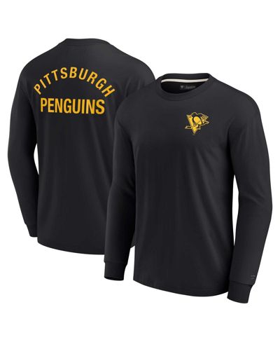Fanatics Signature Men's And Women's  Black Pittsburgh Penguins Super Soft Long Sleeve T-shirt