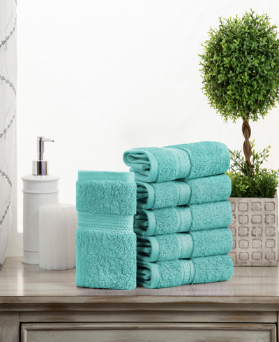 Superior Highly Absorbent 6 Piece Egyptian Cotton Ultra Plush Solid Face Towel Set In Turquoise