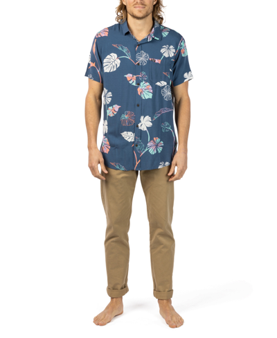 Rip Curl Men's Mod Tropics Short Sleeve Shirt In Washed Navy