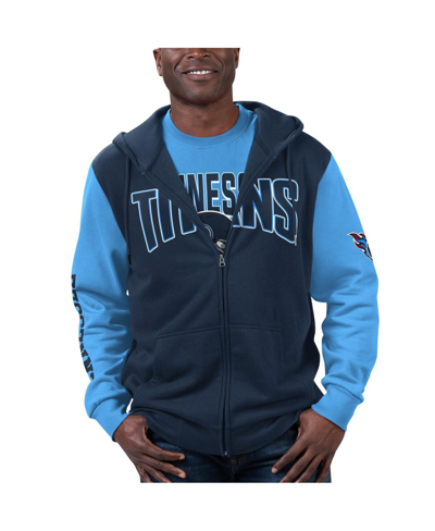 G-iii Sports By Carl Banks Men's  Navy, Light Blue Tennessee Titans T-shirt And Full-zip Hoodie Combo In Navy,light Blue