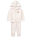 Polo Ralph Lauren Baby Girl's 2-piece Polo Bear Hoodie & Joggers Set In Morning Pink