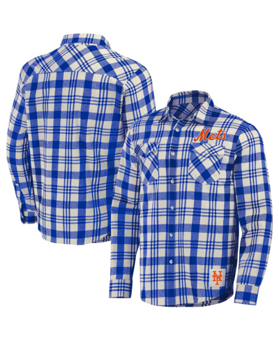 Fanatics Men's Darius Rucker Collection By  Royal New York Mets Plaid Flannel Button-up Shirt