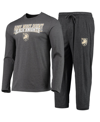 CONCEPTS SPORT MEN'S CONCEPTS SPORT BLACK, HEATHERED CHARCOAL DISTRESSED ARMY BLACK KNIGHTS METER LONG SLEEVE T-SHI