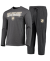 Concepts Sport Black/heathered Charcoal Army Black Knights Meter Long Sleeve T-shirt & Pants Sleep S In Black,heathered Charcoal