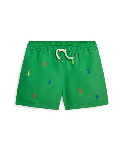 Polo Ralph Lauren Kids' Traveler Swim Trunks In Preppy Green