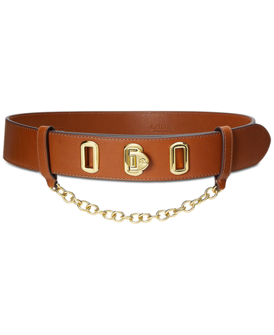 Ralph Lauren Women's Leather Flip Lock Belt In Lauren Tan
