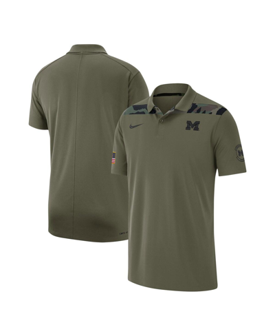 Jordan Men's  Olive Michigan Wolverines 2023 Sideline Coaches Military-inspired Pack Performance Polo