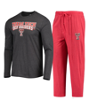 Concepts Sport Red/heathered Charcoal Texas Tech Red Raiders Meter Long Sleeve T-shirt & Pants Sleep In Red,heathered Charcoal