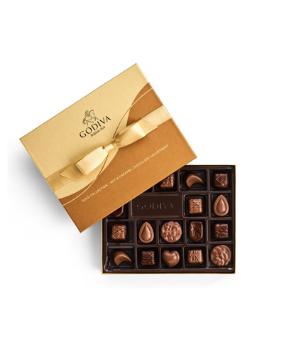 Godiva Chocolatier Assorted Nut And Caramel Chocolate Gold-tone Gift Box, 18 Piece In No Color
