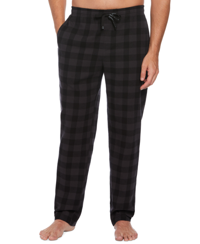 Perry Ellis Portfolio Men's Textured Plaid Fleece Pajama Pants In Black Plaid