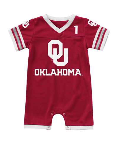 Colosseum Babies' Newborn And Infant Boys And Girls  Crimson Oklahoma Sooners Bumpo Football Logo Romper