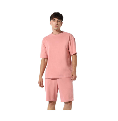 Campus Sutra Men's Oversized Solid Peach Casual Co-ord Set
