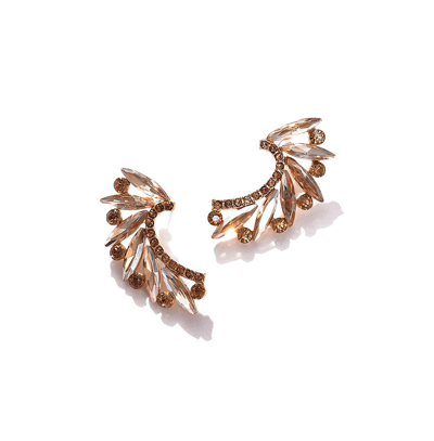 Sohi Women's Brown Embellished Cluster Drop Earrings