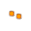 SOHI WOMEN'S ORANGE GEOMETRIC STONE STUD EARRINGS