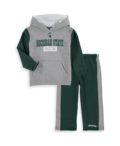 Colosseum Babies' Toddler Boys  Heathered Gray, Green Michigan State Spartans Back To School Fleece Hoodie An In Heathered Gray,green