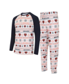Concepts Sport Men's  White, Navy Chicago Bears Tinselâ Raglan Long Sleeve T-shirt And Pants Sleep Se In White,navy