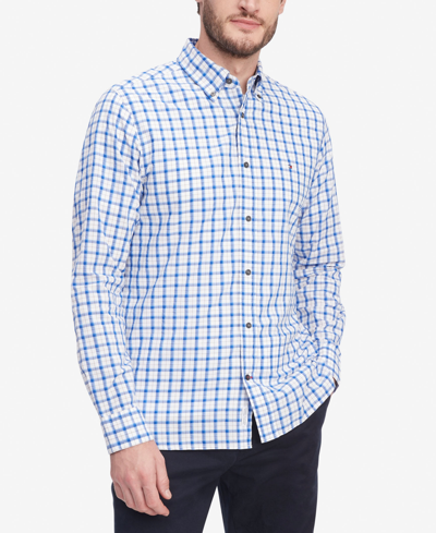 Tommy Hilfiger Men's Flex Small Check Long-sleeve Button-down Shirt In Navy,optic White,multi