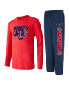 Concepts Sport Men's  Navy, Red Washington Capitals Meter Long Sleeve T-shirt And Pants Sleep Set In Navy,red