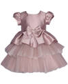 BONNIE BABY BABY GIRLS SHORT SLEEVED MIKADO TIERED DRESS WITH BOW