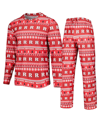 Concepts Sport Men's  Scarlet Rutgers Scarlet Knights Swivel Long Sleeve T-shirt And Pants Sleep Set In Scarlet