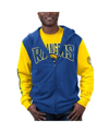 G-iii Sports By Carl Banks Men's  Royal Los Angeles Rams Defender Raglan Full-zip Hoodie Varsity Jack In Royal,gold