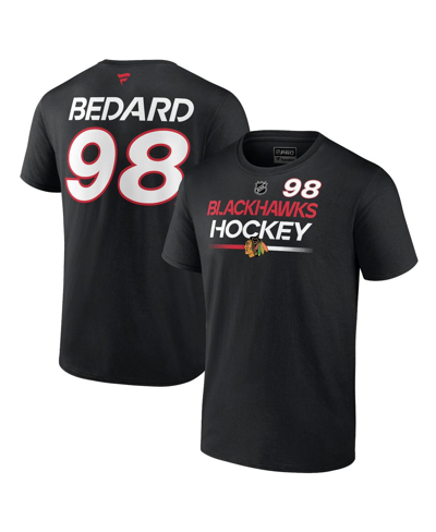 Fanatics Men's  Connor Bedard Black Chicago Blackhawks Authentic Pro Prime Name And Number T-shirt