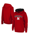 COLOSSEUM WOMEN'S SCARLET NEBRASKA HUSKERS ARCH AND LOGO 1 PULLOVER HOODIE