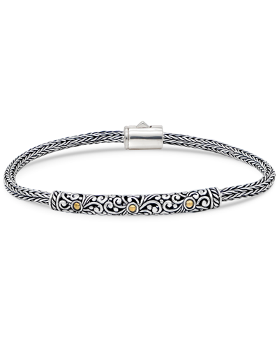 Devata Bali Filigree With Dragon Bone Chain Bracelet In Sterling Silver And 18k Gold