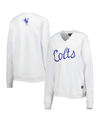 The Wild Collective Women's  White Indianapolis Colts Cheer V-neck Fleece Pullover Sweatshirt In White