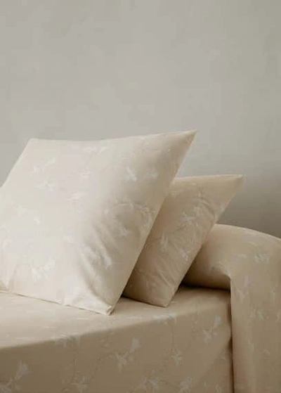 Mango Home Floral-print Cotton Pillowcase 50x75cm Ecru In Neutral