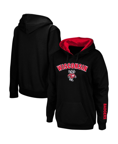 Colosseum Women's Black Wisconsin Badgers Arch And Logo 1 Pullover Hoodie