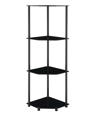 Convenience Concepts 13.75" Glass Designs2go Classic 4 Tier Corner Shelf In Black Glass