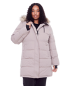 Alpine North Aulavik Plus Women's Vegan Down (recycled) Mid-length Hooded Parka Coat (plus Size) In Light Taupe