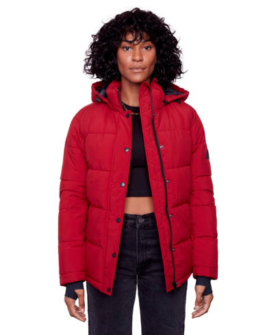 Alpine North Forillon | Women's Vegan Down (recycled) Short Quilted Puffer Jacket, Deep Red