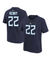 NIKE BIG BOYS NIKE DERRICK HENRY NAVY TENNESSEE TITANS PLAYER NAME AND NUMBER T-SHIRT