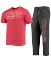 Concepts Sport Men's  Heathered Charcoal, Crimson Distressed Washington State Cougars Meter T-shirt A In Heathered Charcoal,crimson