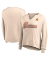 Fanatics Women's  Tan Distressed Chicago Bulls Go For It Long Sleeve Notch Neck T-shirt In Tan