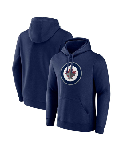 Fanatics Men's  Navy Winnipeg Jets Primary Logo Pullover Hoodie
