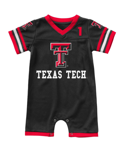 Colosseum Babies' Newborn And Infant Boys And Girls  Black Texas Tech Red Raiders Bumpo Football Logo Romper