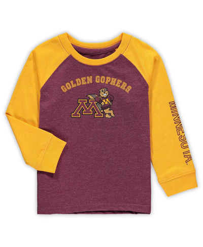 Colosseum Babies' Toddler Boys And Girls  Heathered Maroon Minnesota Golden Gophers Long Sleeve Raglan T-shir