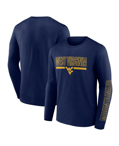 PROFILE MEN'S PROFILE NAVY WEST VIRGINIA MOUNTAINEERS BIG AND TALL TWO-HIT GRAPHIC LONG SLEEVE T-SHIRT